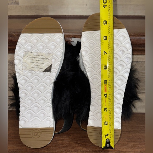 UGG Holly Sheepskin Fluffy Black Casual Fashion Strappy Sandal Womens Sz 7- New - Picture 13 of 16